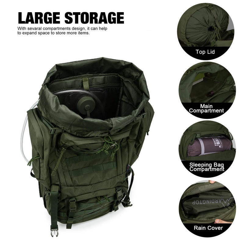 Mardingtop 60L Military Internal Frame Backpack for Hiking,Camping,Hunting,Rucksack Backpack with Rain Cover - Image 4